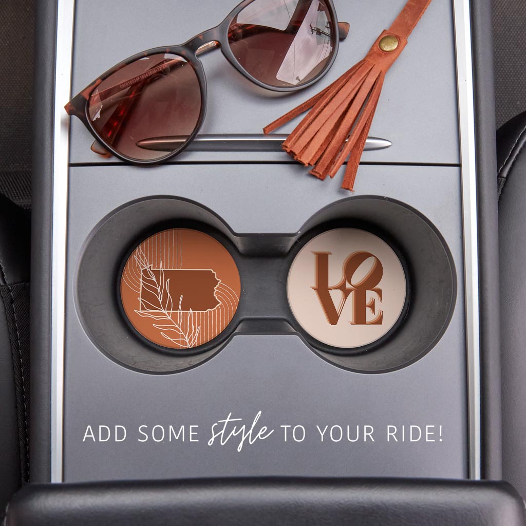 Modern Minimalist Pennsylvania State Love Light| Absorbent Car Coasters | Set of 2 | Min 4