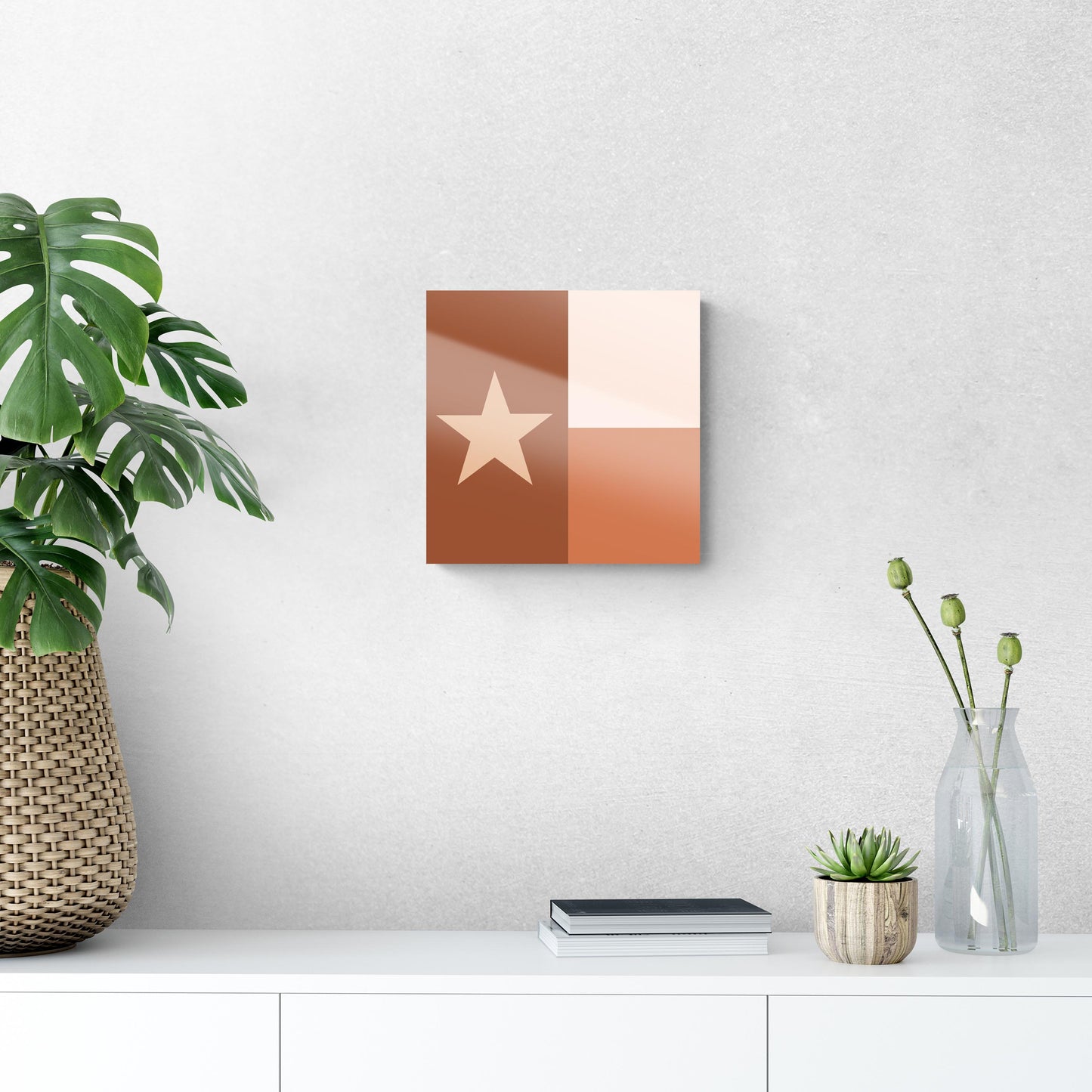 Modern Minimalist Texas State Flag | Hi-Def Glass Art | Eaches | Min 1