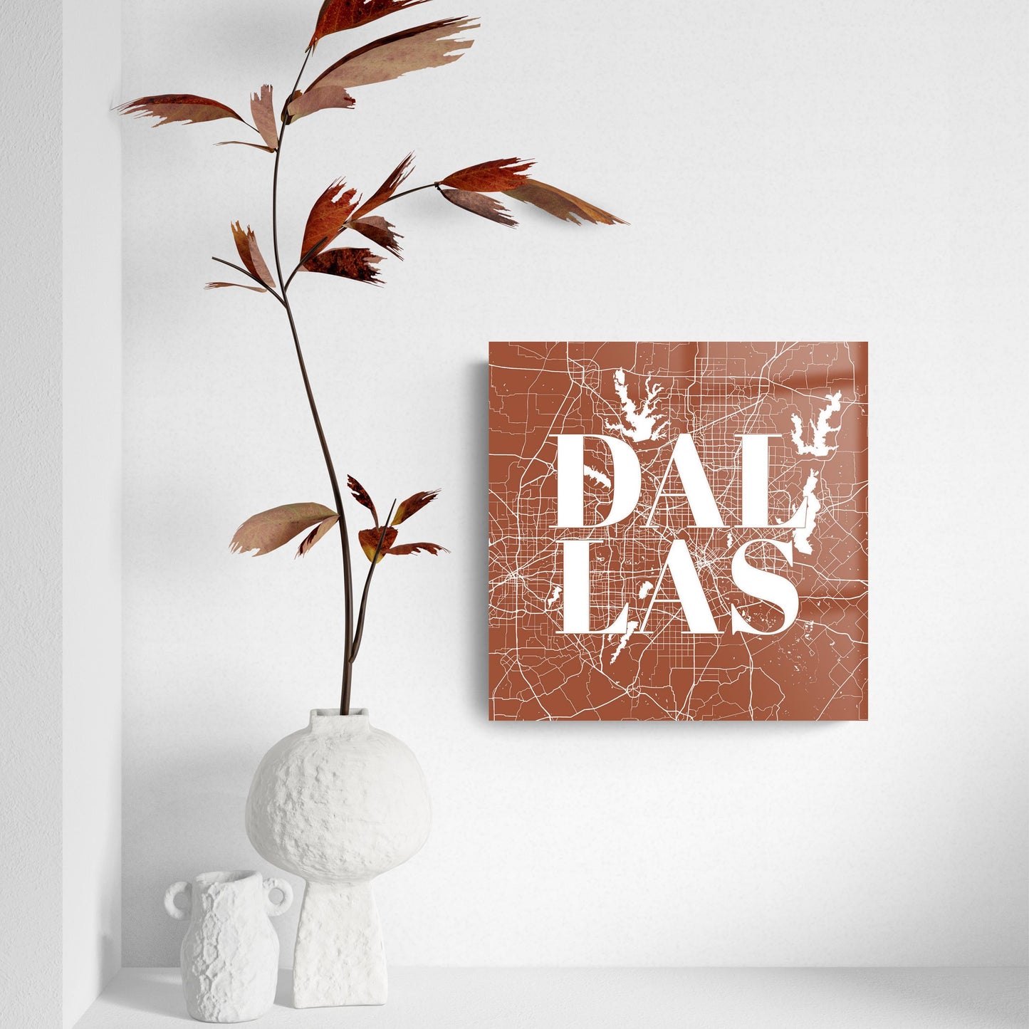 Modern Minimalist Dallas Texas Map | Hi-Def Glass Art | Eaches | Min 2