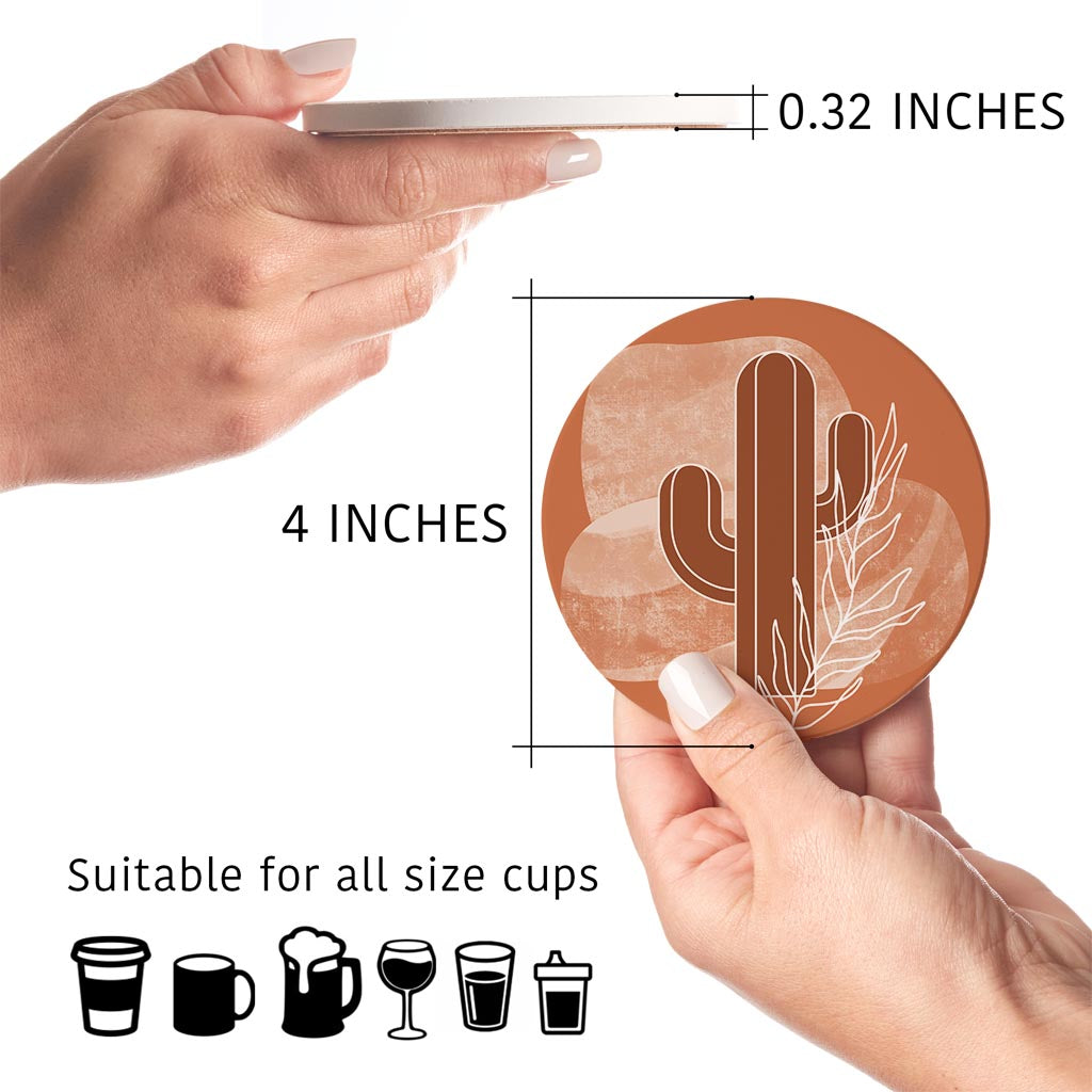 Modern Minimalist Texas Cactus | Absorbent Coasters | Set of 4 | Min 2