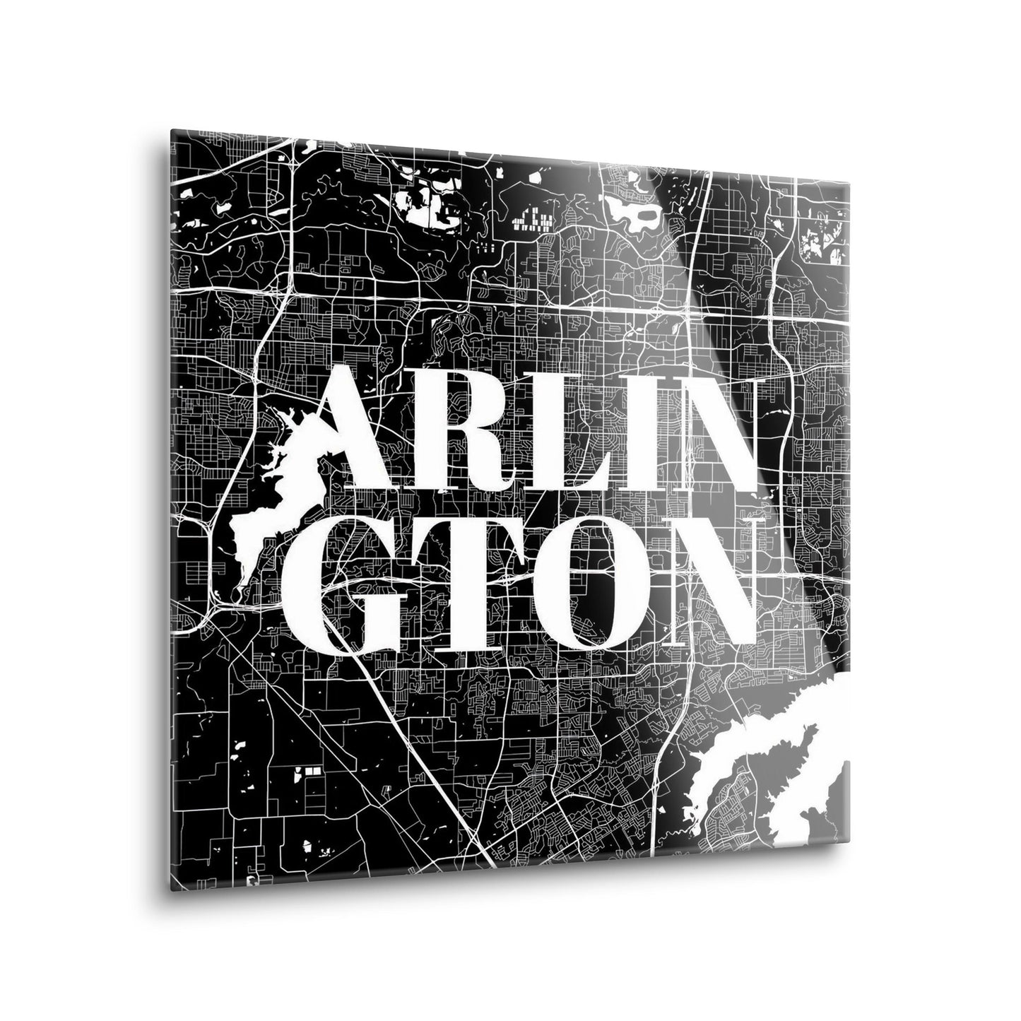 Minimalistic B&W Texas Arlington Map | Hi-Def Glass Art | Eaches | Min 2