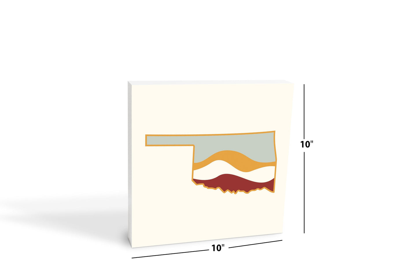 Modern Minimalist Oklahoma Cream Retro State Shape With Hills | Wood Block | Eaches | Min 2