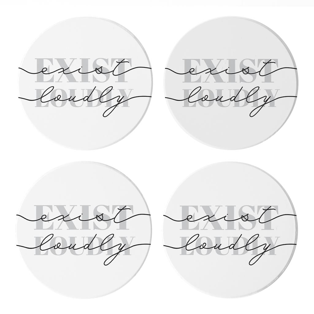 Modern Exist Loudly Texas| Absorbent Coasters | Set of 4 | Min 2