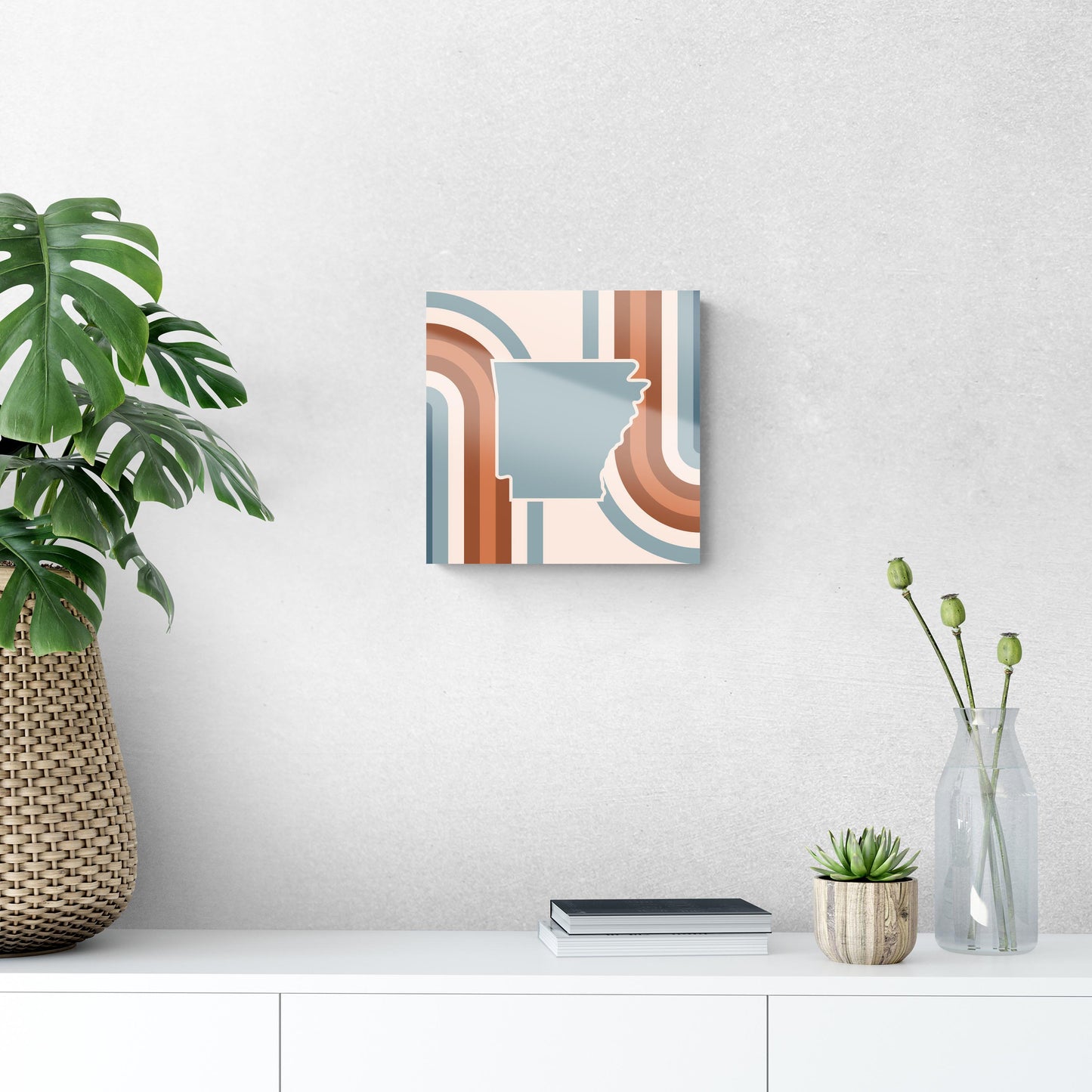 Modern Minimalist Arkansas Retro State Shape | Hi-Def Glass Art | Eaches | Min 1