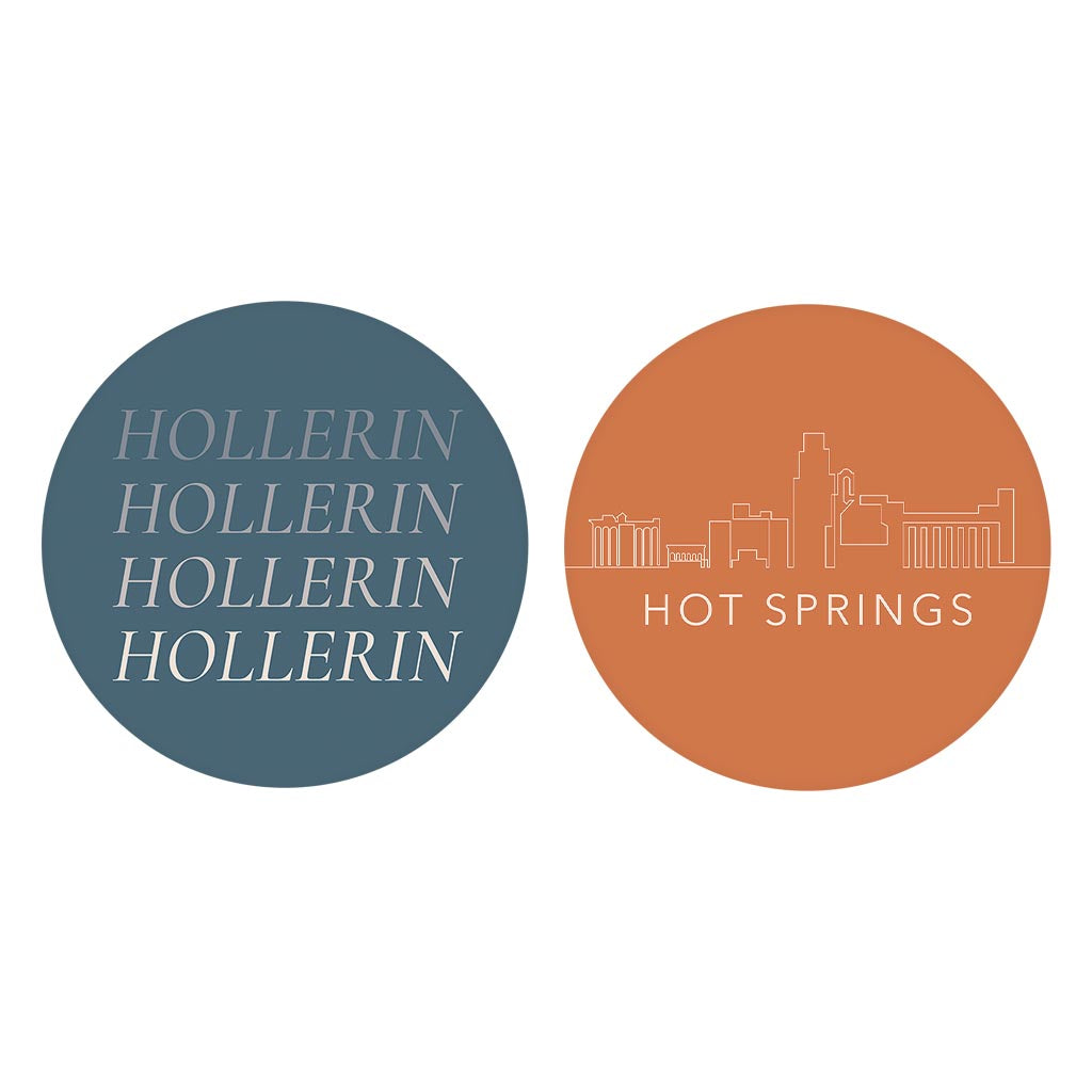 Modern Minimalist Arkansas Hollerin Hot Springs| Absorbent Car Coasters | Set of 2 | Min 4