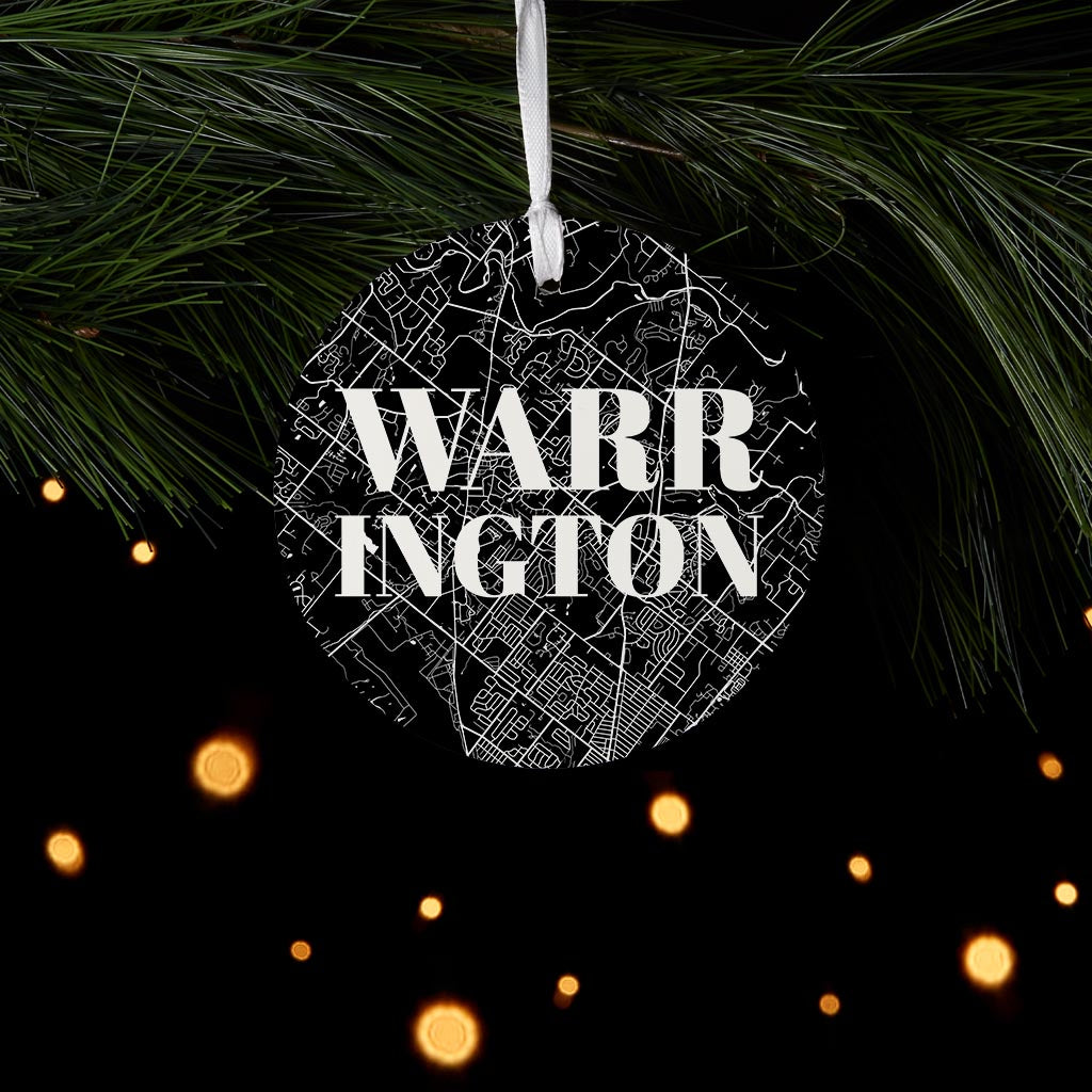 Minimalistic B&W Pennsylvania Warrington Map| Wood Ornament | Eaches | Min 6