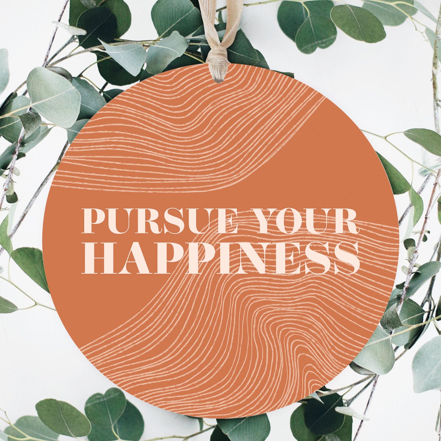 Modern Minimalist Pennsylvania Happiness Quip | Wood Ornament | Eaches | Min 1