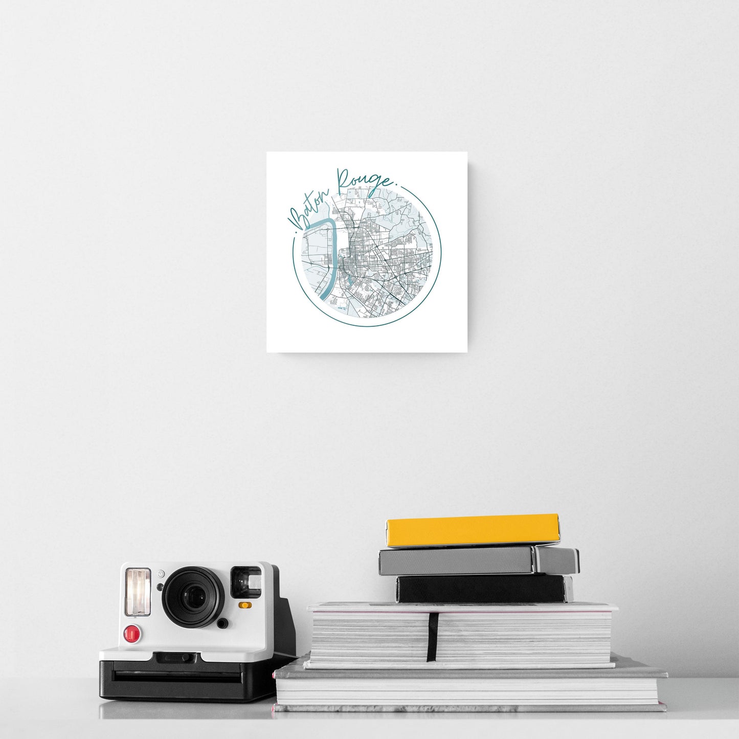 Blue White Baton Rouge Circle Map | Hi-Def Glass Art | Eaches | Min 2