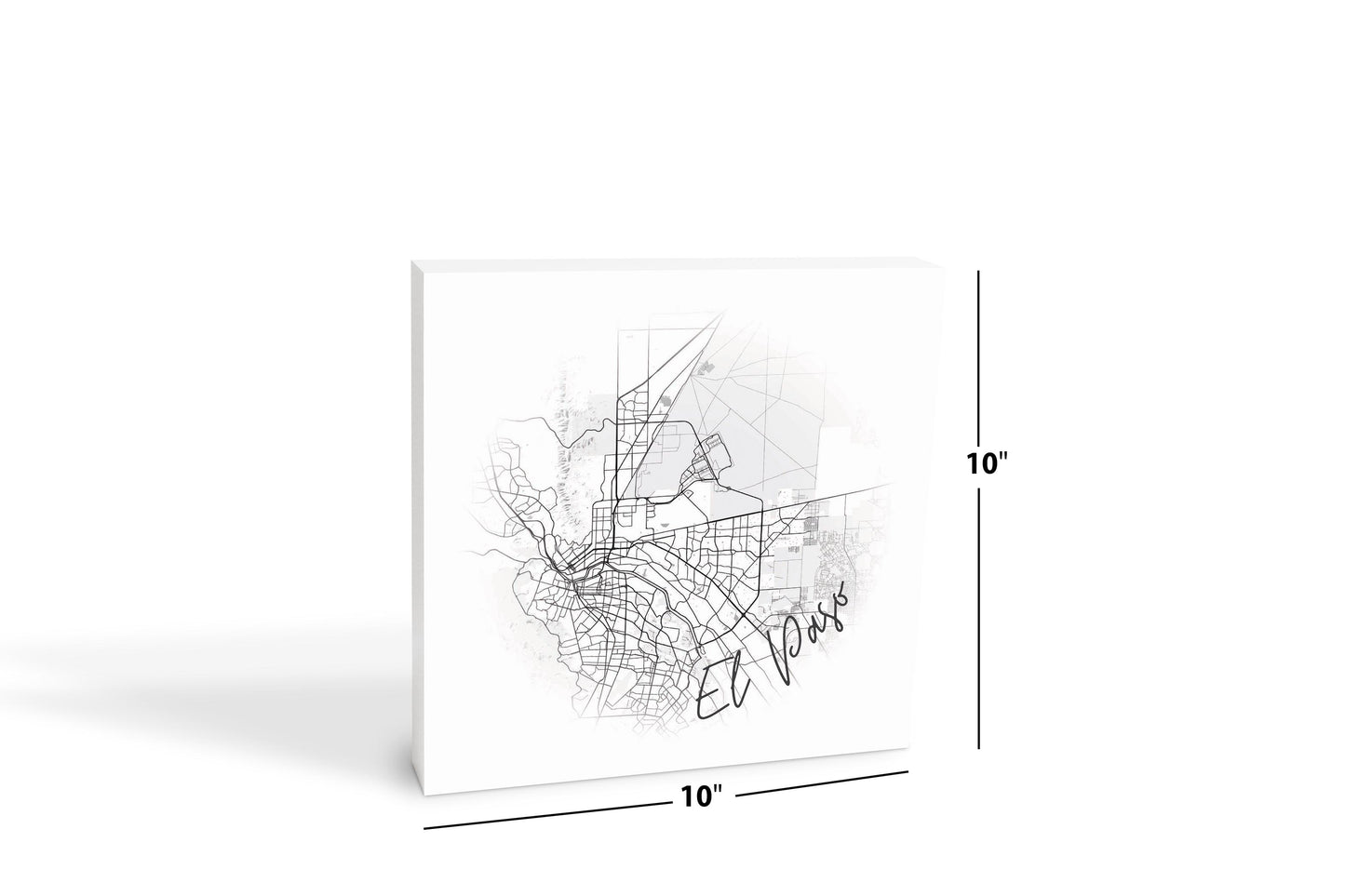 Minimalistic B&W Texas El Paso Circle Map | Wood Block | Eaches | Min 2