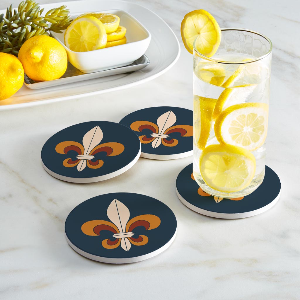 Modern Minimalist Louisiana Colorful Fleu De Lis | Absorbent Coasters | Set of 4 | Min 2