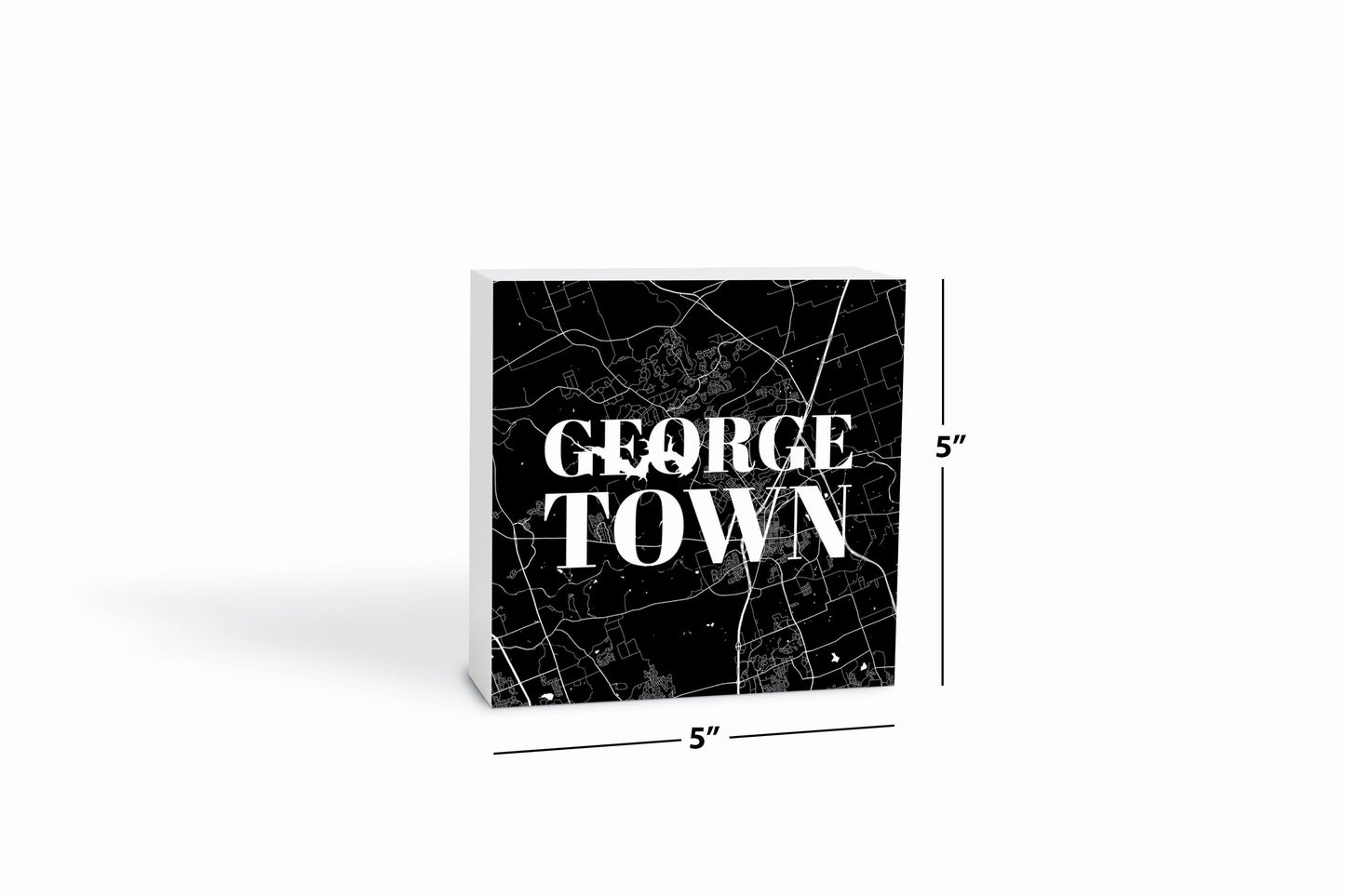 Minimalistic B&W Texas Georgetown Map | Wood Block | Eaches | Min 4