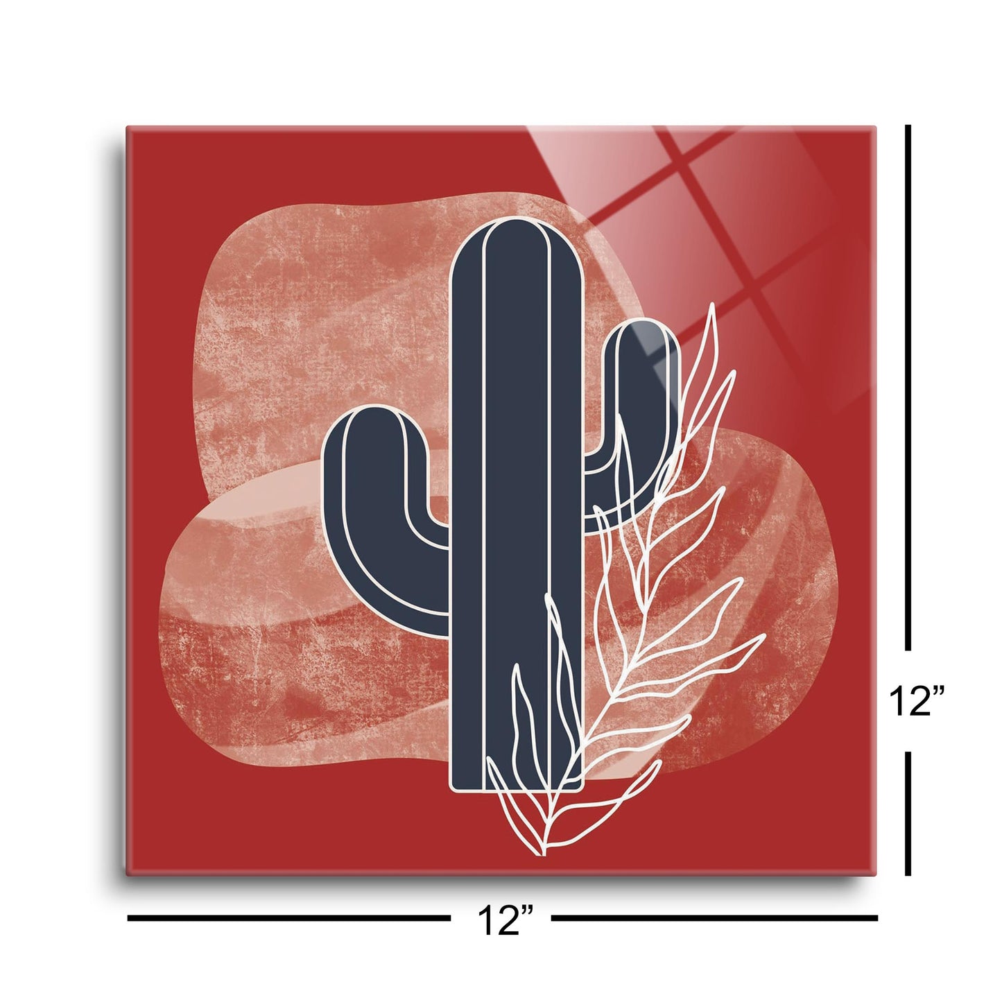 Modern Minimalist Texas Colors Cactus | Hi-Def Glass Art | Eaches | Min 1