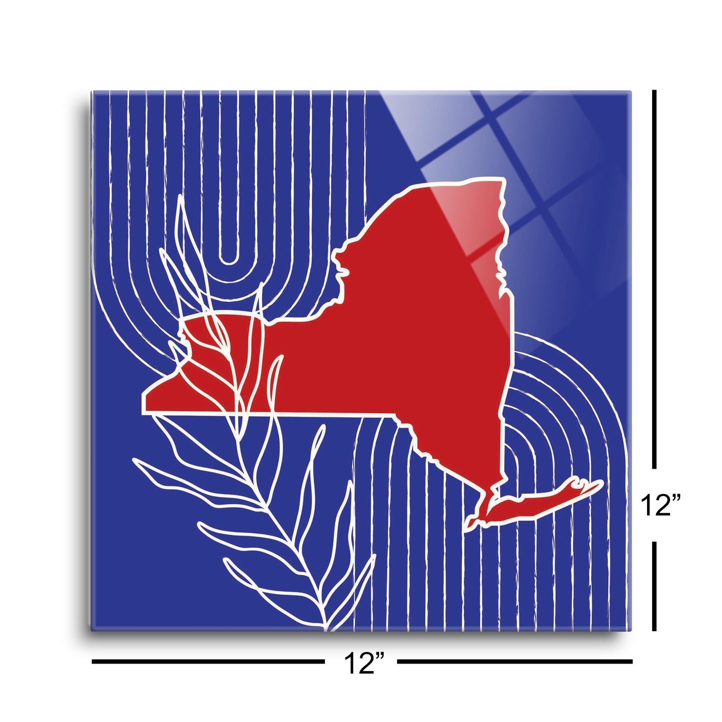 Red White And Blue New York State Retro Thin Lines | Hi-Def Glass Art | Eaches | Min 1