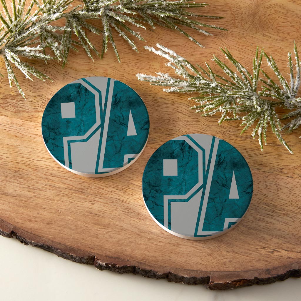 Modern Minimalist Pennsylvania Grey Initials| Absorbent Car Coasters | Set of 2 | Min 4