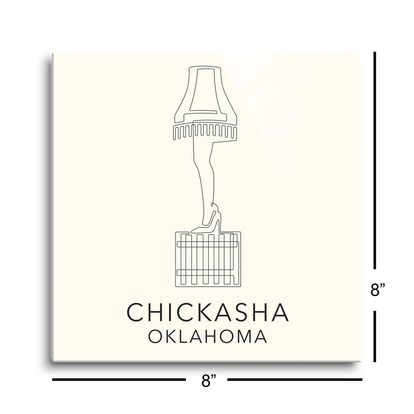 Modern Minimalist Oklahoma Chickasha Leg Lamp | Hi-Def Glass Art | Eaches | Min 2