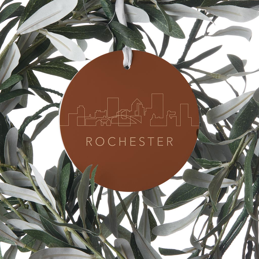 Modern Minimalist New York Rochester Skyline| Wood Ornament | Eaches | Min 6