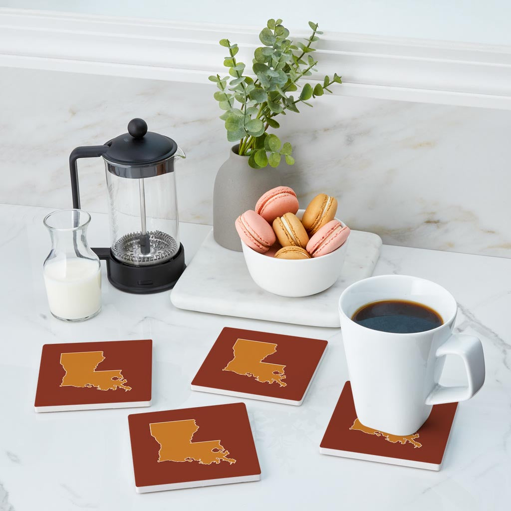 Louisiana Colorful State Shape | Absorbent Coasters | Set of 4 | Min 2
