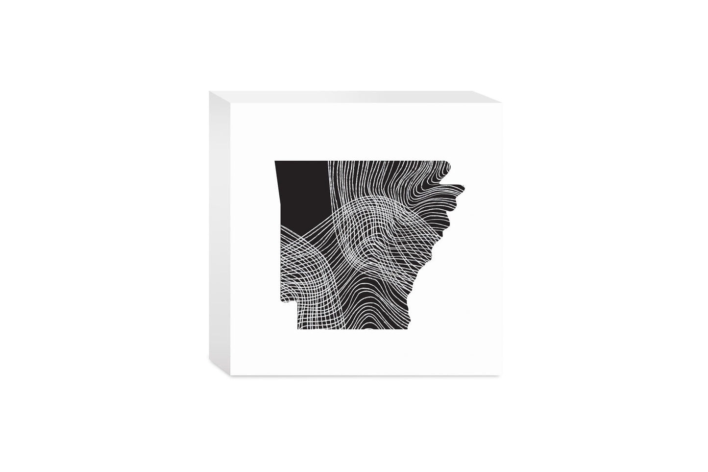 B&W Minimalist Arkansas Fluid Lines | Wood Block | Eaches | Min 4