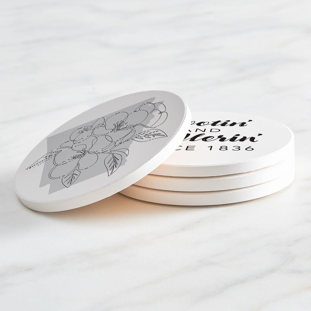 B&W Minimalist Arkansas Line Drawings Sayings | Absorbent Coasters | Set of 4 | Min 2