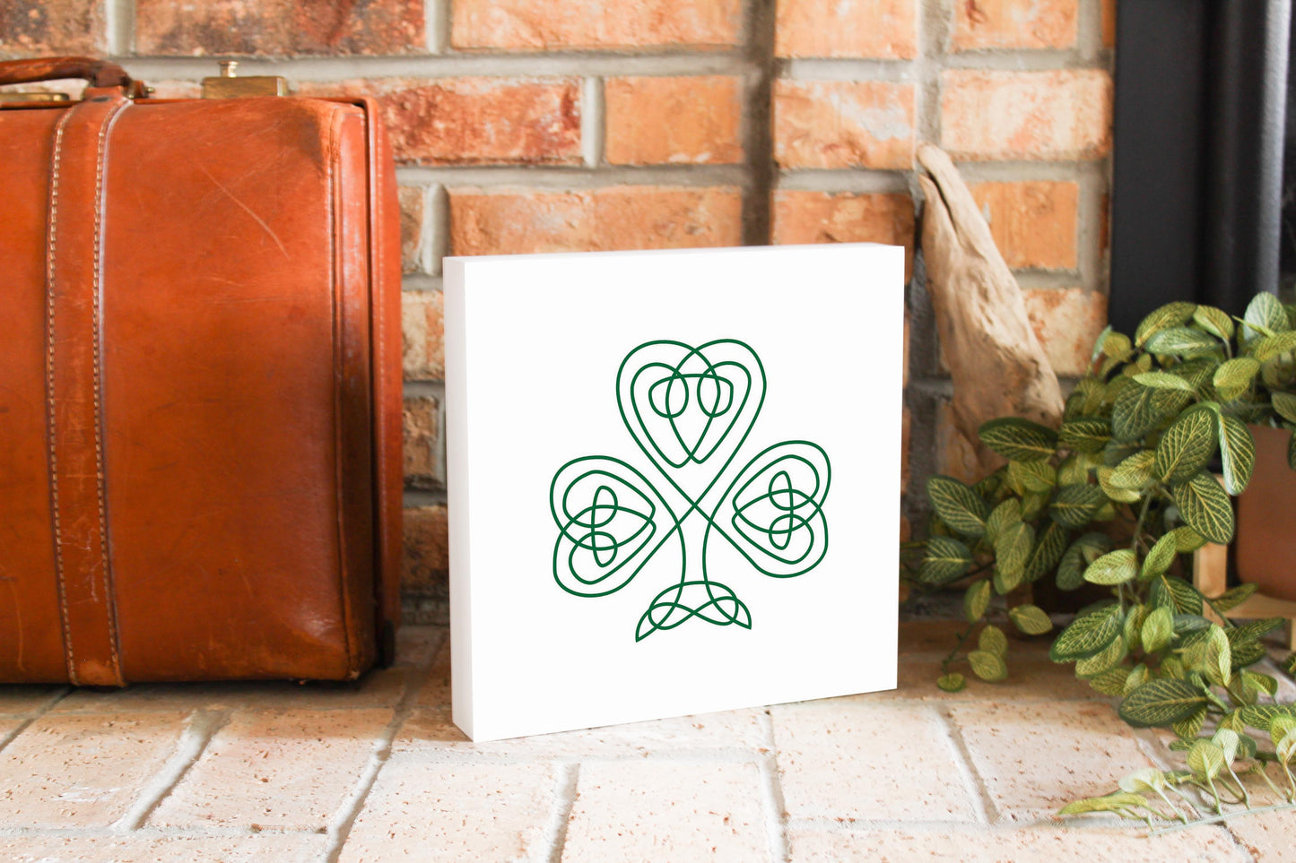 White Green Shamrock | Wood Block | Eaches | Min 2