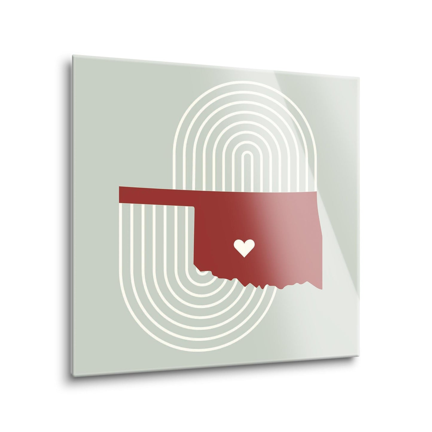 Modern Minimalist Oklahoma Chickasha Heart | Hi-Def Glass Art | Eaches | Min 1