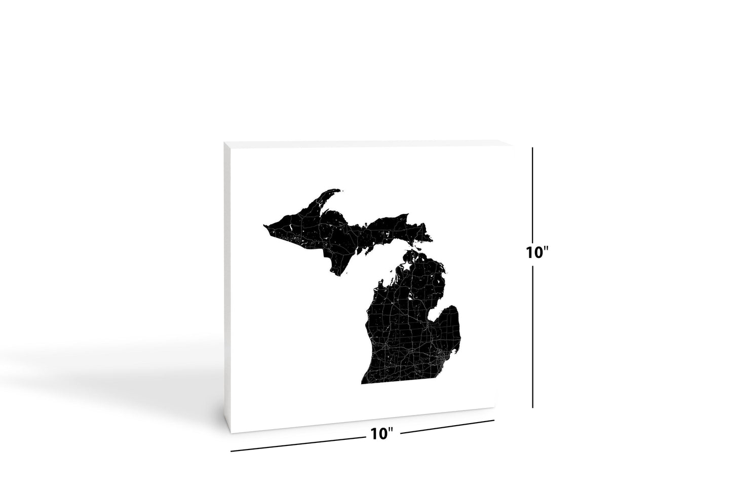 Minimalistic B&W Michigan Map Petoskey Star | Wood Block | Eaches | Min 2