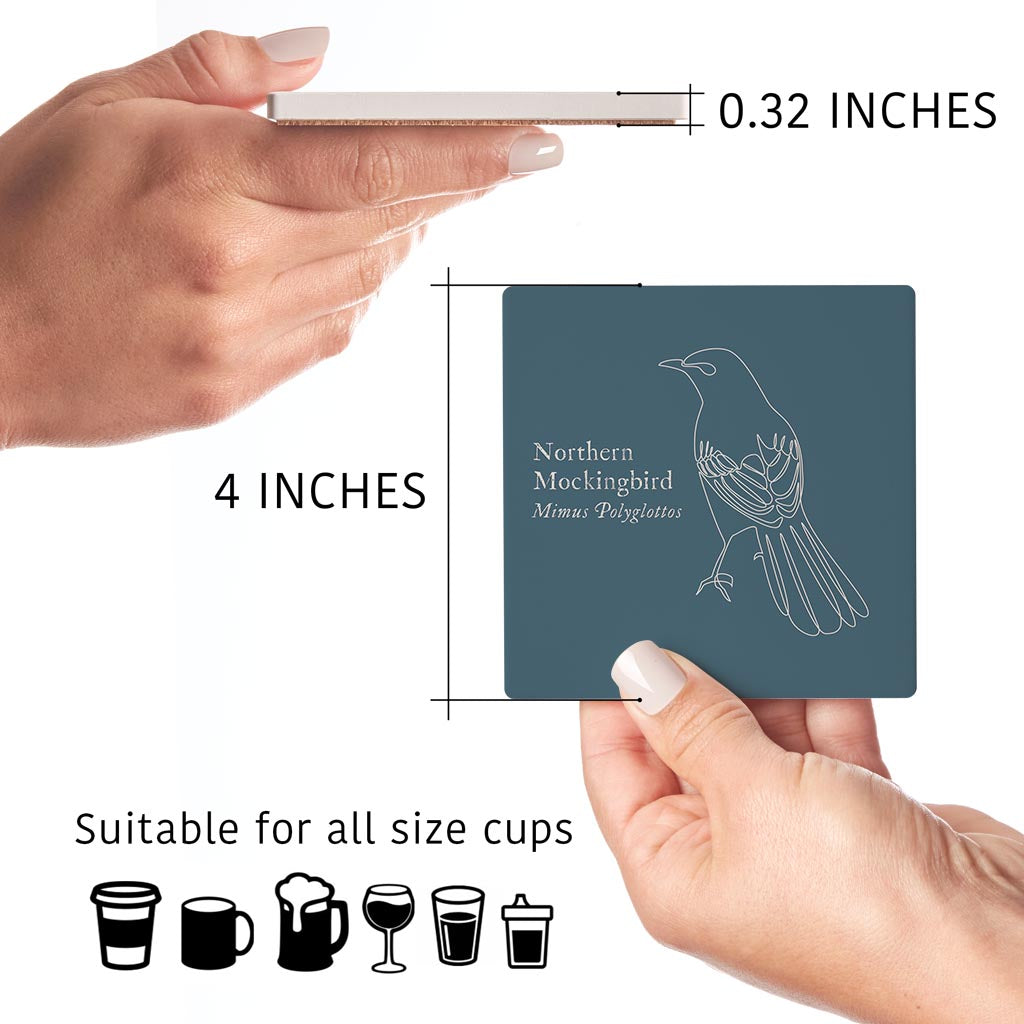 Modern Minimalist Arkansas Mockingbird | Absorbent Coasters | Set of 4 | Min 2