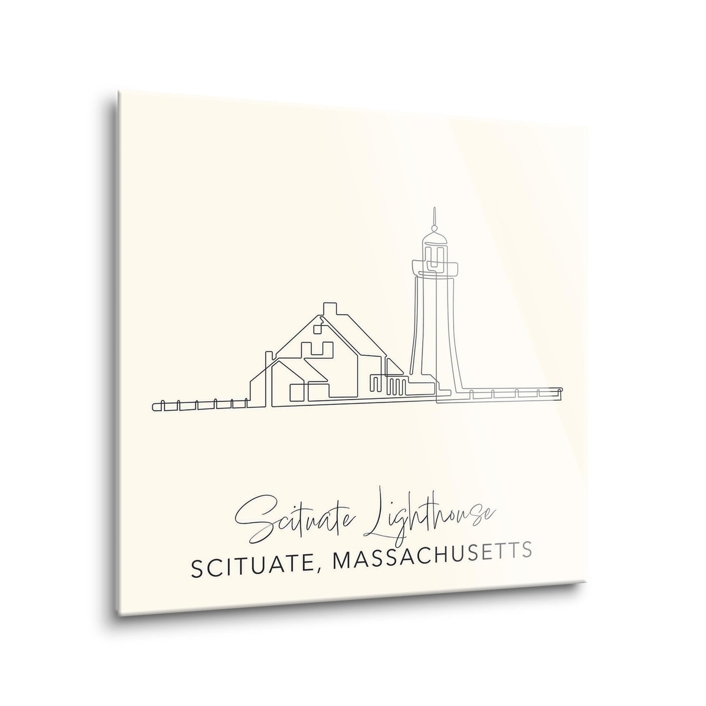 Cream Scituate Lighthouse | Hi-Def Glass Art | Eaches | Min 2