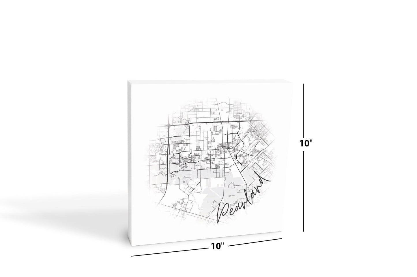 Minimalistic B&W Texas Pearland City Circle Map | Wood Block | Eaches | Min 2