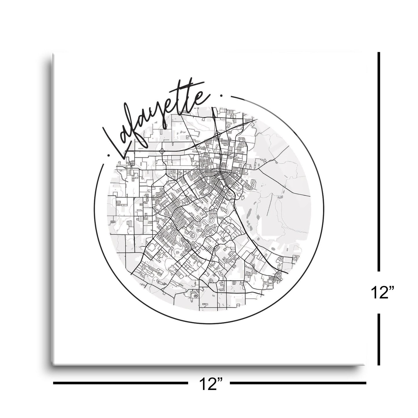 Modern Louisiana Lafayette Circle Map | Hi-Def Glass Art | Eaches | Min 1