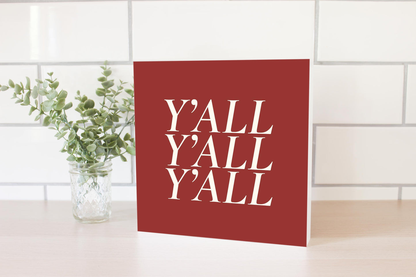 Modern Minimalist Oklahoma Yall | Wood Block | Eaches | Min 2
