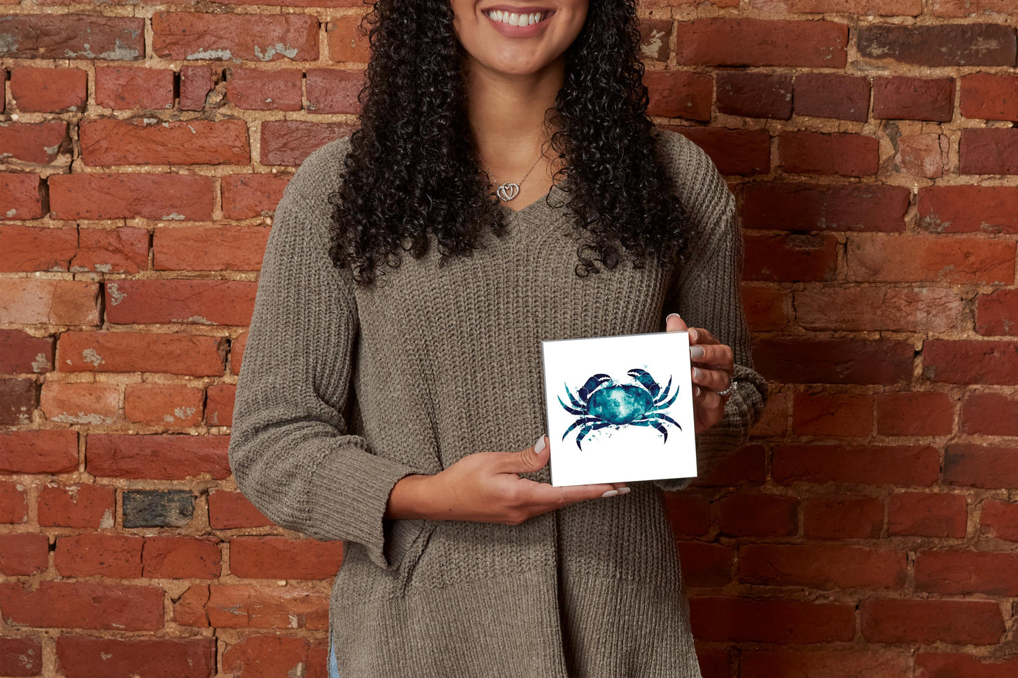 New England Water Color Crab | Wood Block | Eaches | Min 4