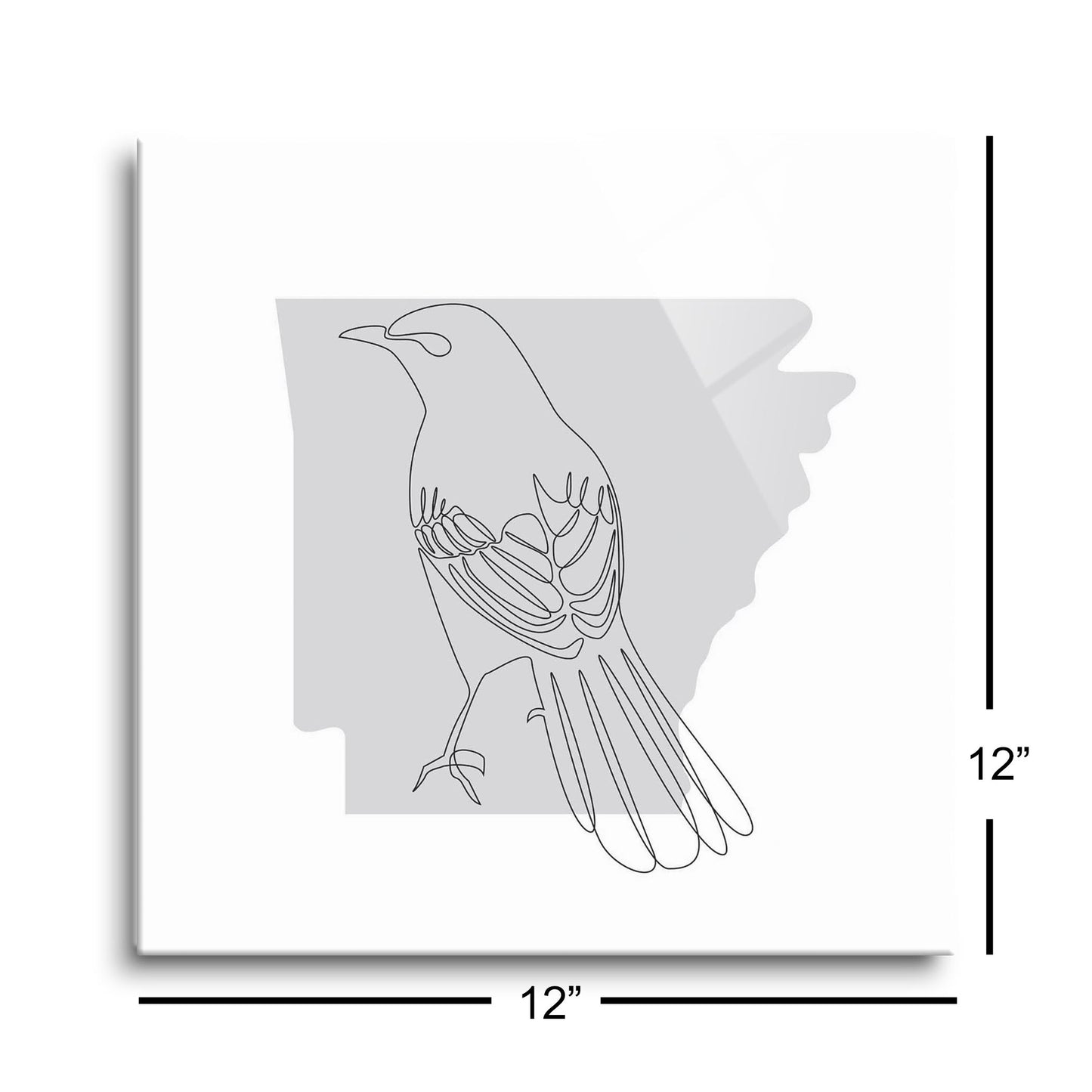 B&W Minimalist Arkansas Single Line Bird | Hi-Def Glass Art | Eaches | Min 1