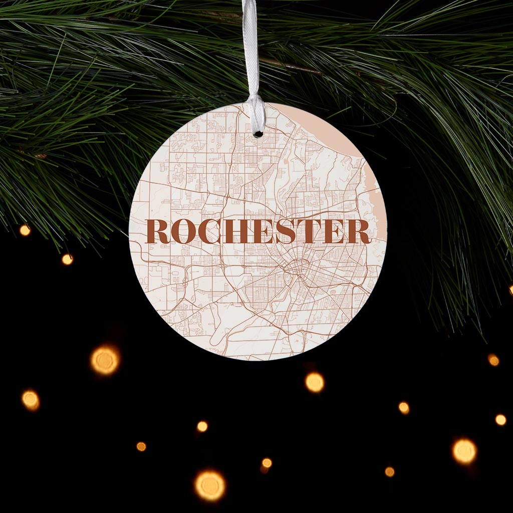 Modern Minimalist New York Rochester Map| Wood Ornament | Eaches | Min 6