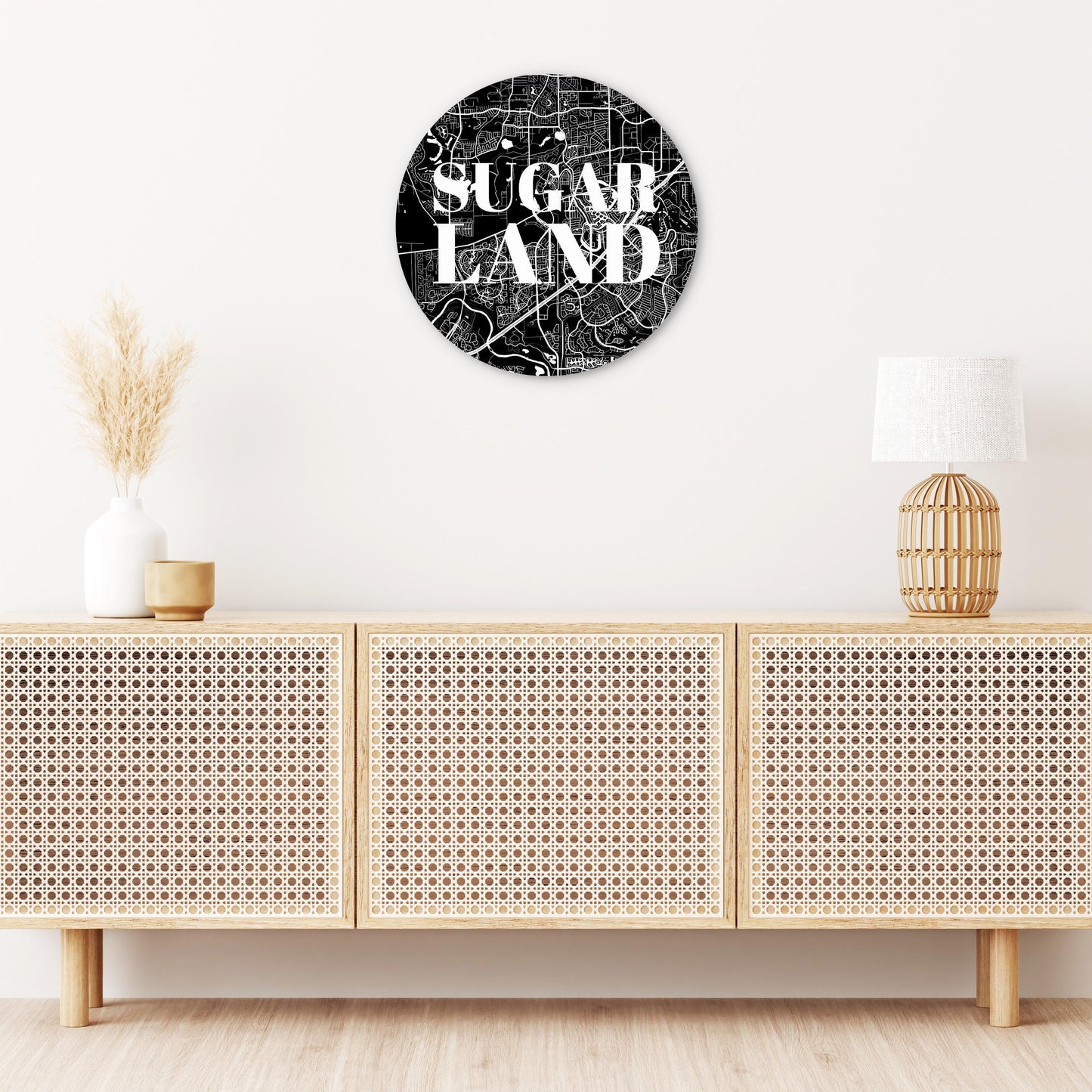 Minimalistic B&W Texas Sugarland Map | Wood Sign | Eaches | Min 1