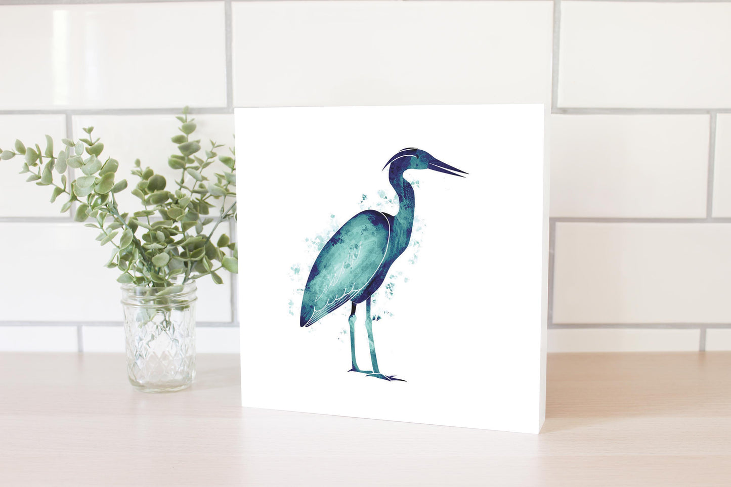 East Coast Water Color Heron | Wood Block | Eaches | Min 2