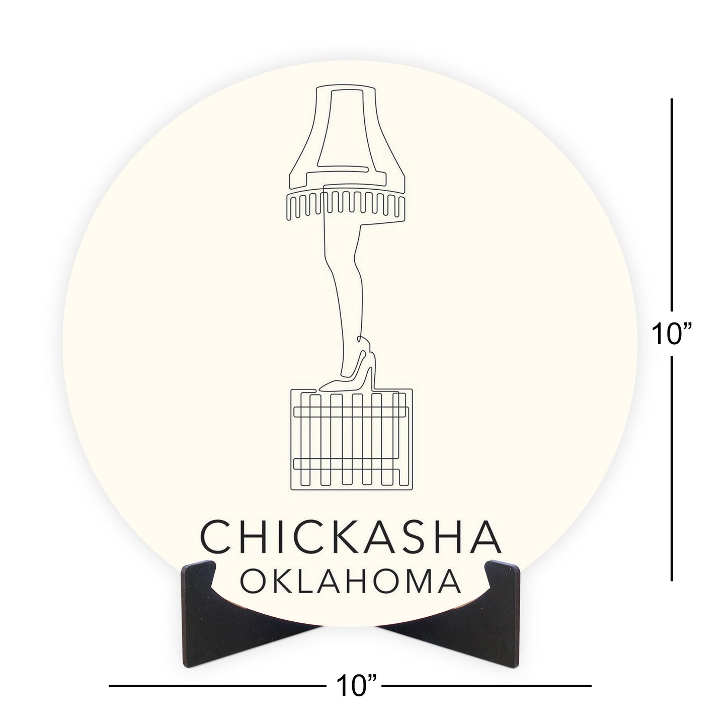 Modern Minimalist Oklahoma Chickasha Leg Lamp | Wood Sign | Eaches | Min 1