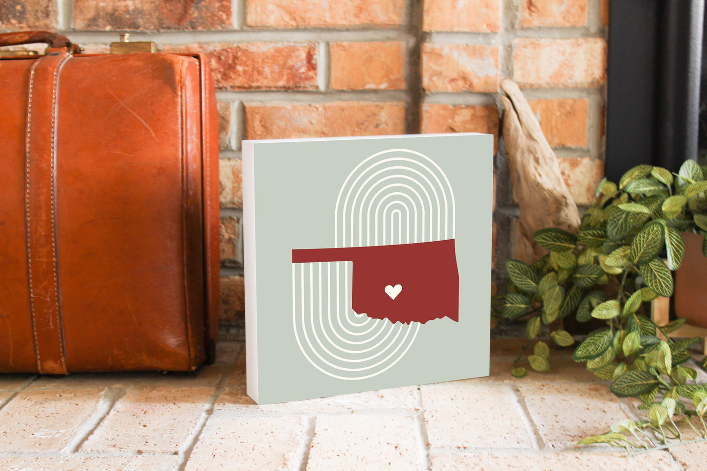 Modern Minimalist Oklahoma Chickasha Heart | Wood Block | Eaches | Min 2