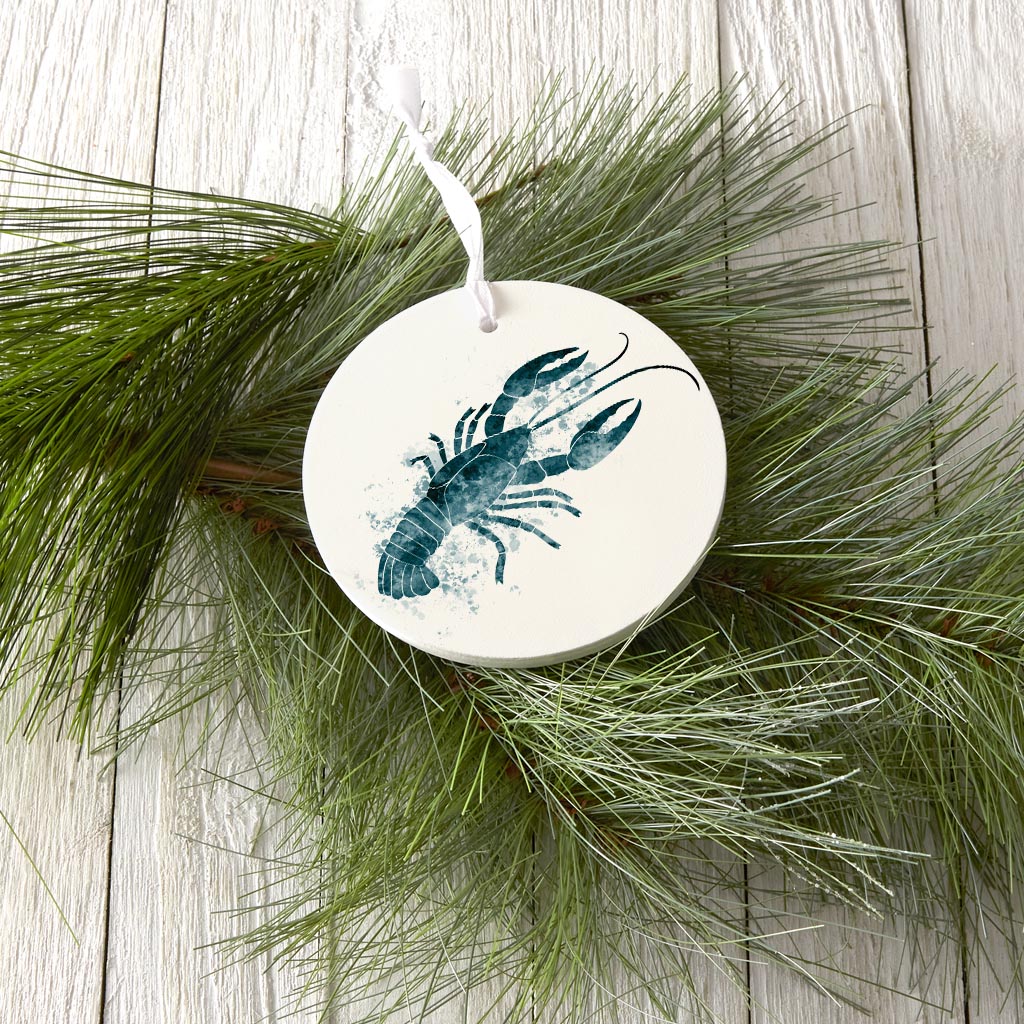 Blue White Water Color Crawfish| Wood Ornament | Eaches | Min 6