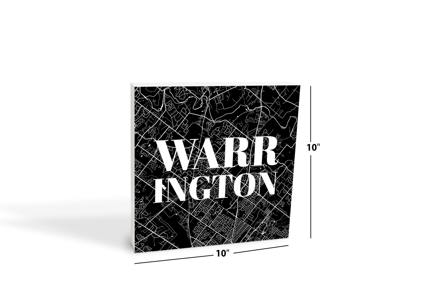 Minimalistic B&W Pennsylvania Warrington Map | Wood Block | Eaches | Min 2