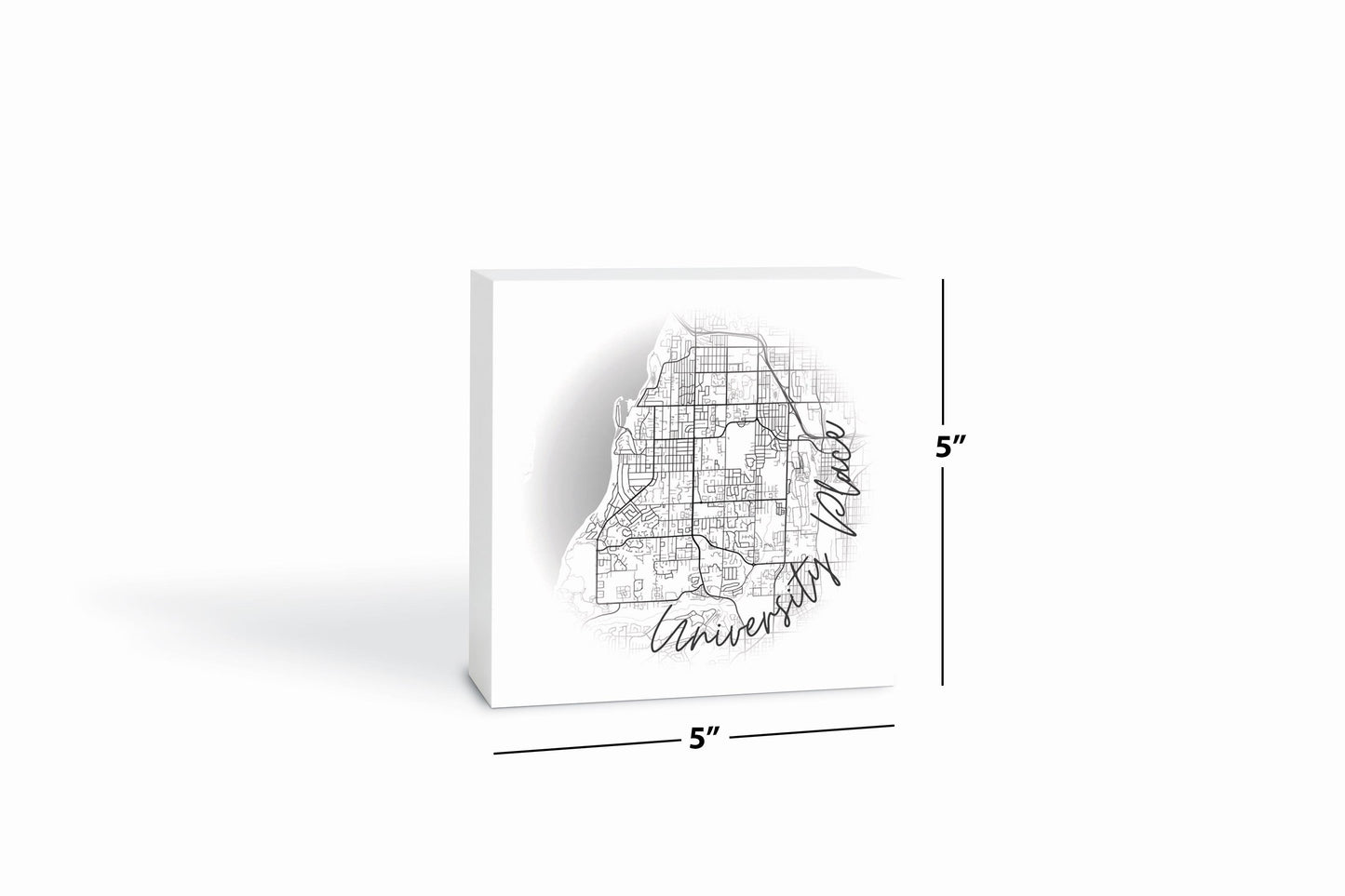 Minimalistic B&W Washington University Place Circle Map | Wood Block | Eaches | Min 4