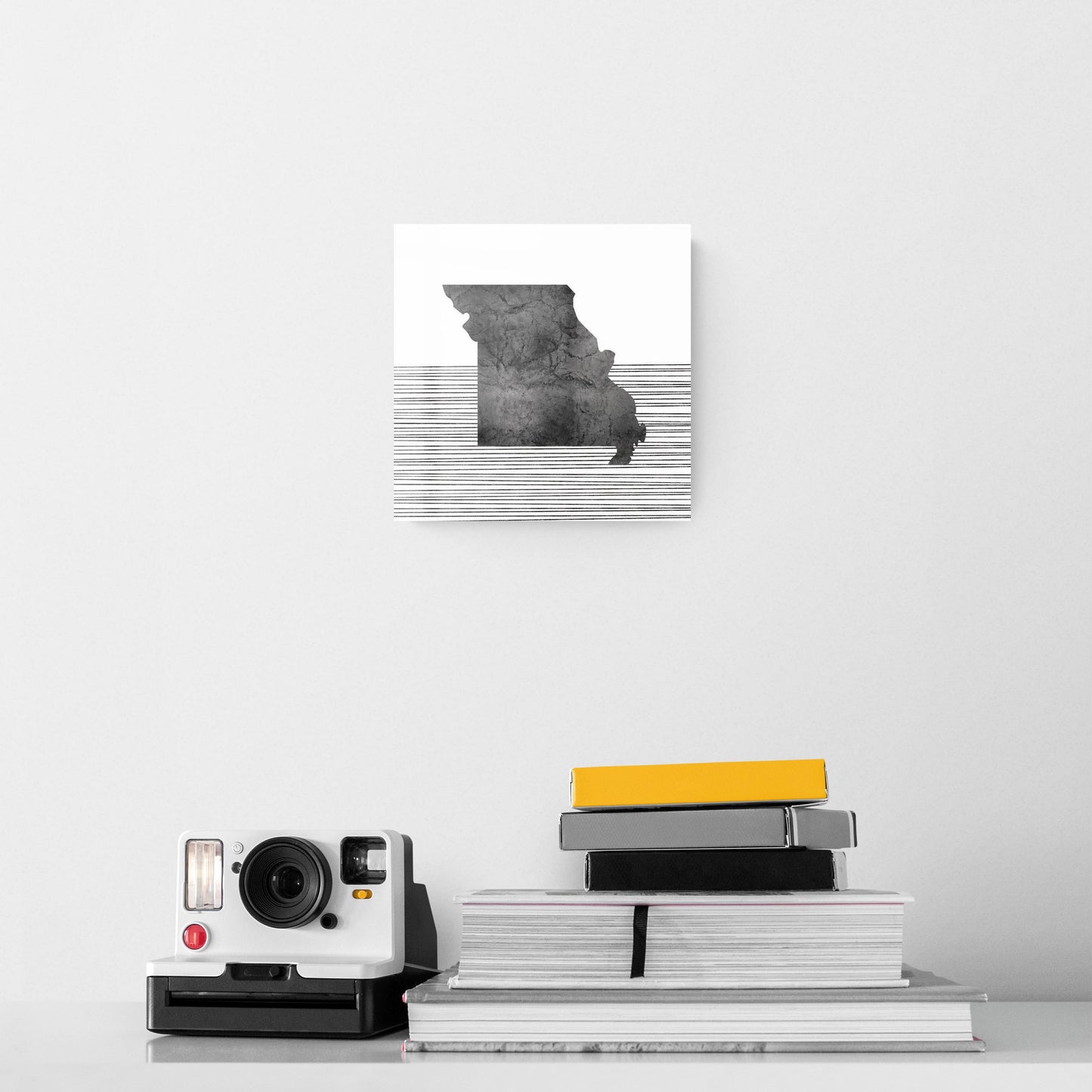 Minimalist B&W Missouri State With Straight Lines | Hi-Def Glass Art | Eaches | Min 2
