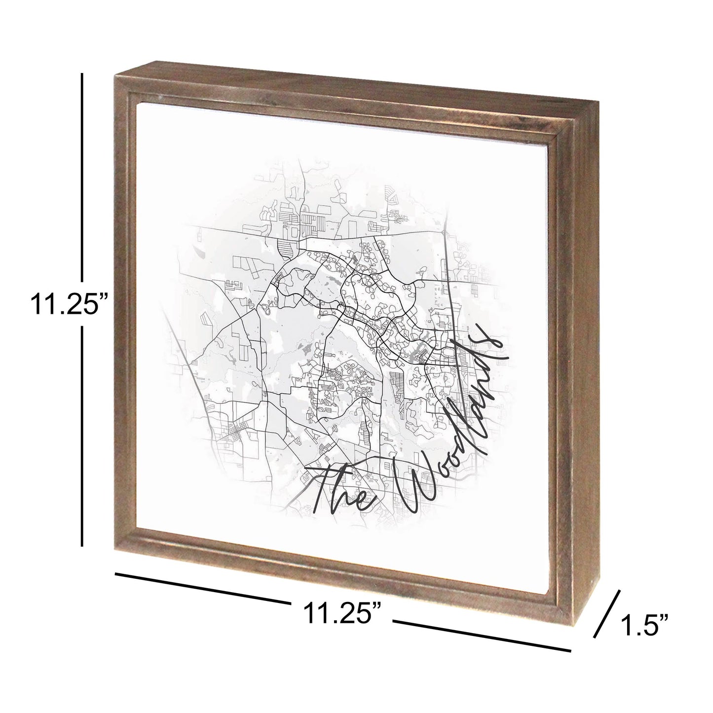 Minimalistic B&W Texas The Woodlands Circle Map | Wood Sign | Eaches | Min 1
