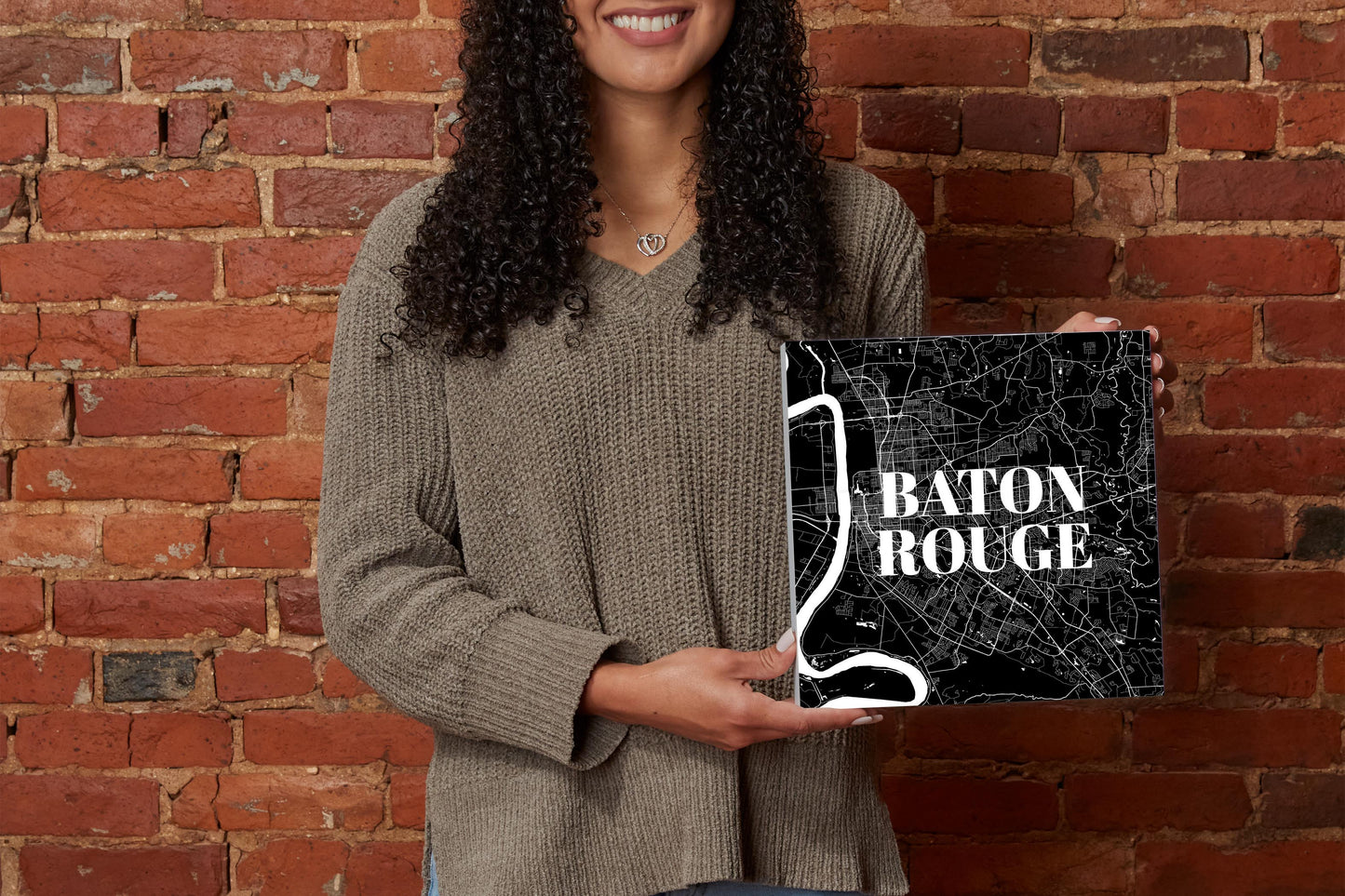 Modern Louisiana Baton Rouge Map | Wood Block | Eaches | Min 2