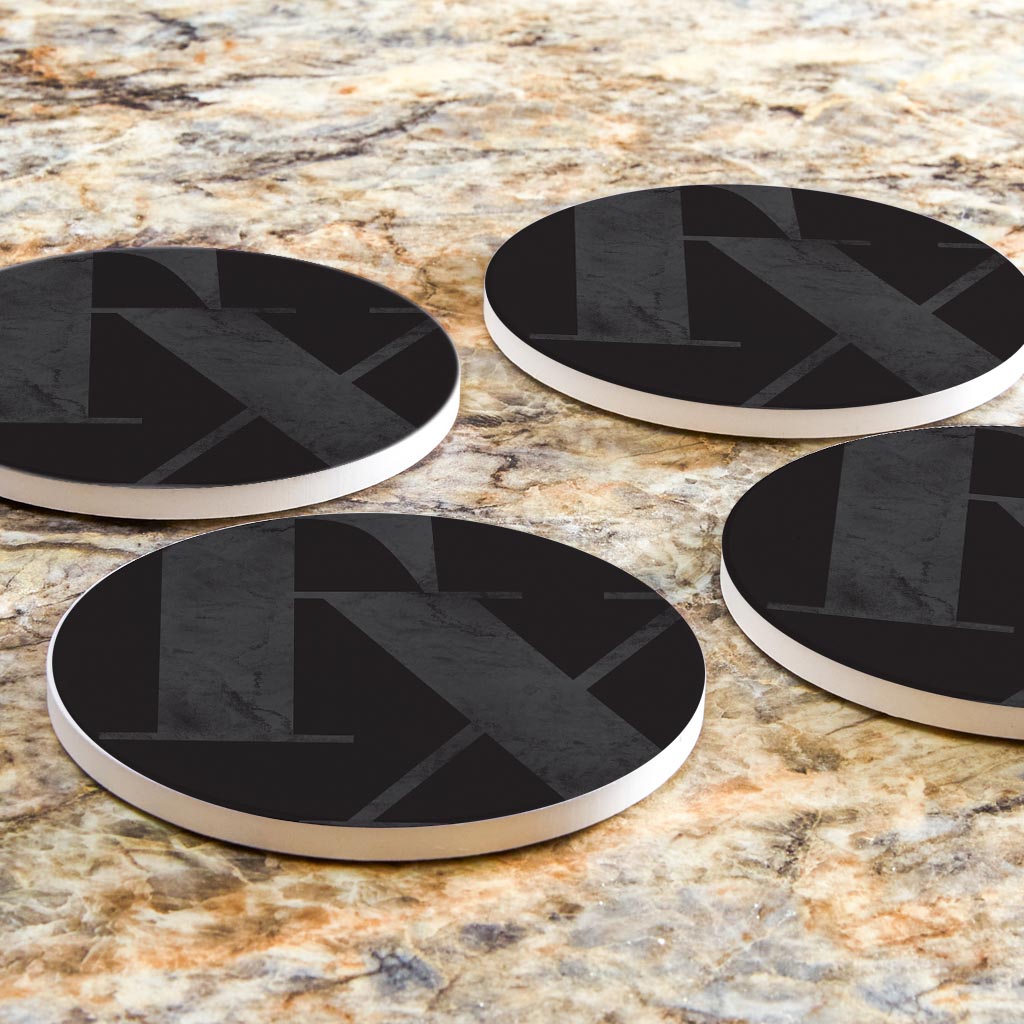 Modern Black Texas Initials | Absorbent Coasters | Set of 4 | Min 2