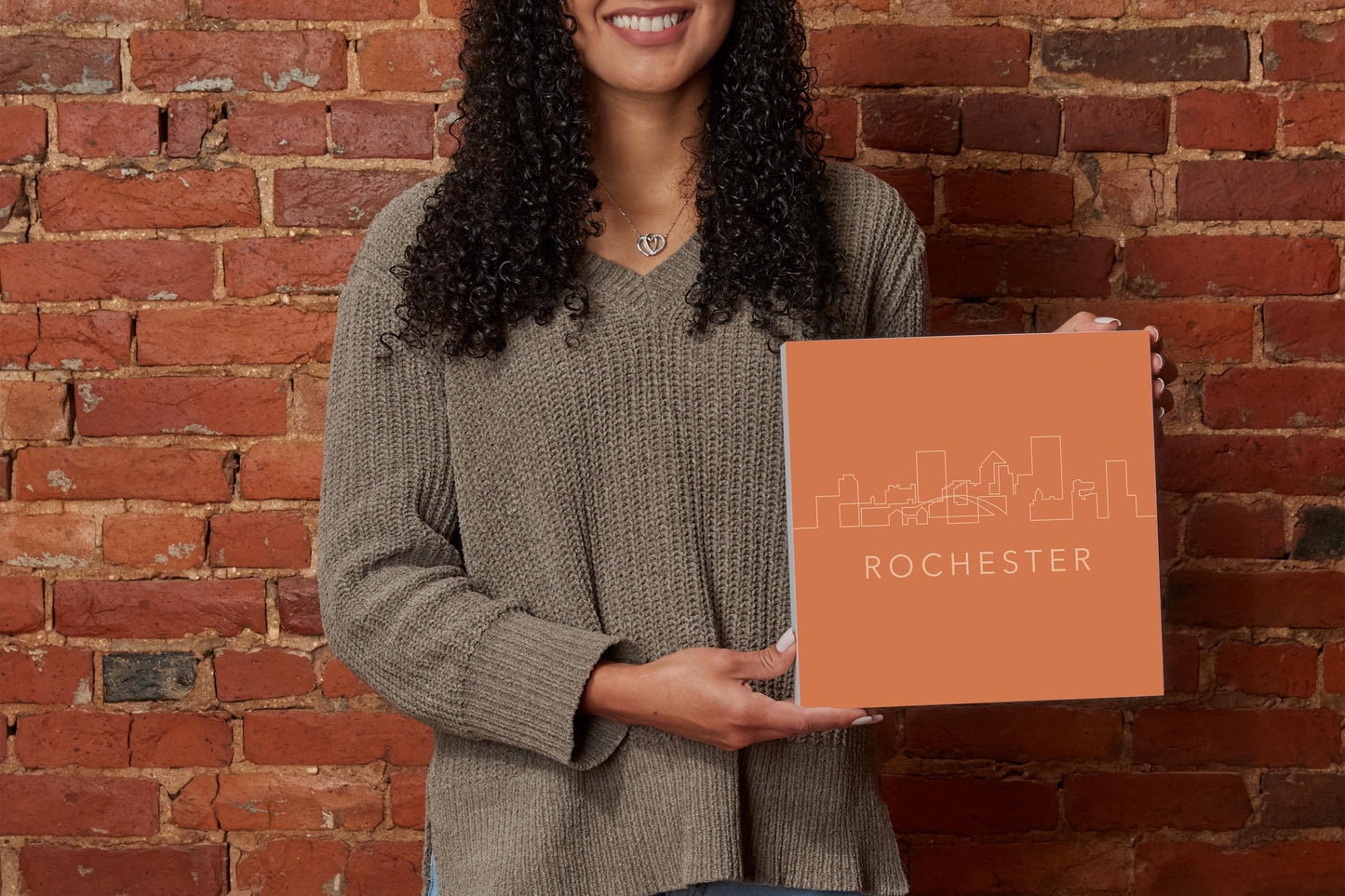 Modern Minimalistic New York Rochester Skyline | Wood Block | Eaches | Min 2