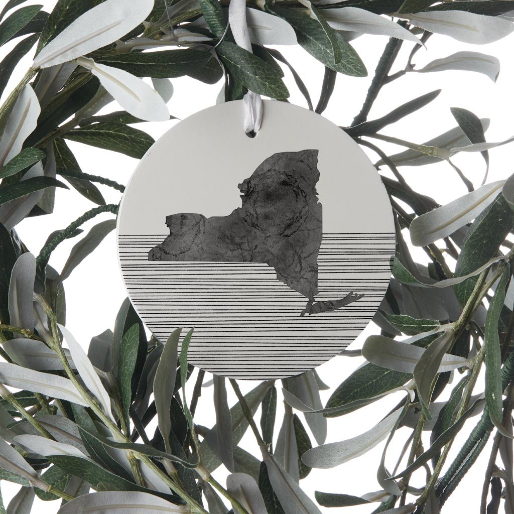 Minimalistic B&W New York Shape Straight Lines | Wood Ornament | Eaches | Min 6