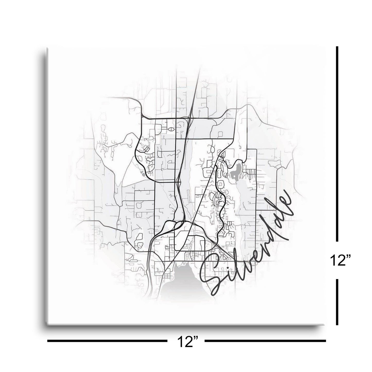 Minimalistic B&W Washington Silverdale Circle Map | Hi-Def Glass Art | Eaches | Min 1