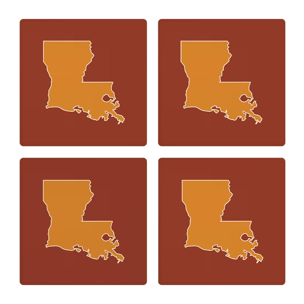Louisiana Colorful State Shape | Absorbent Coasters | Set of 4 | Min 2
