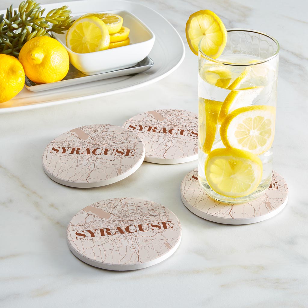 Modern Minimalist New York Syracuse Map | Absorbent Coasters | Set of 4 | Min 2